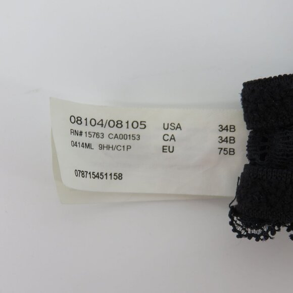 Maidenform 34B Sweet Nothings Bra Style 08104 Animal Print Black Lace Underwire - Picture 13 of 15